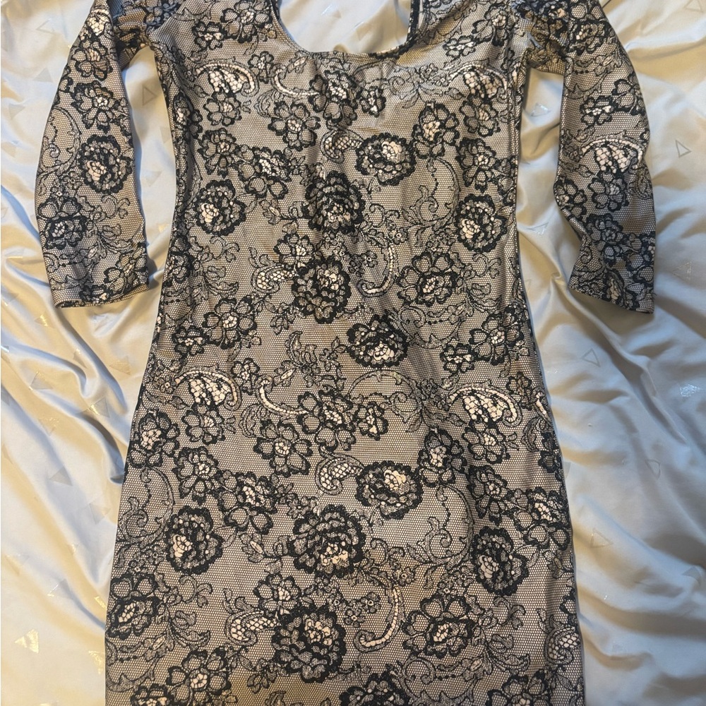 Elegant Black Lace Overlay Dress